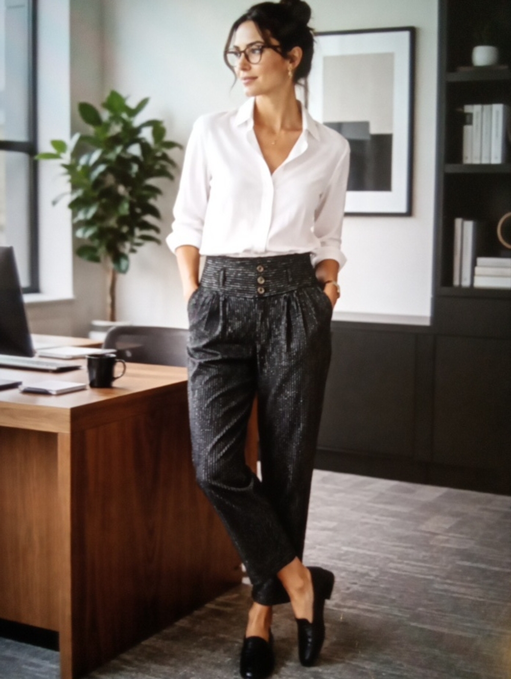 Sundance Pants Womens P4 Pinstriped High Rise Amelia Linen Blend Office